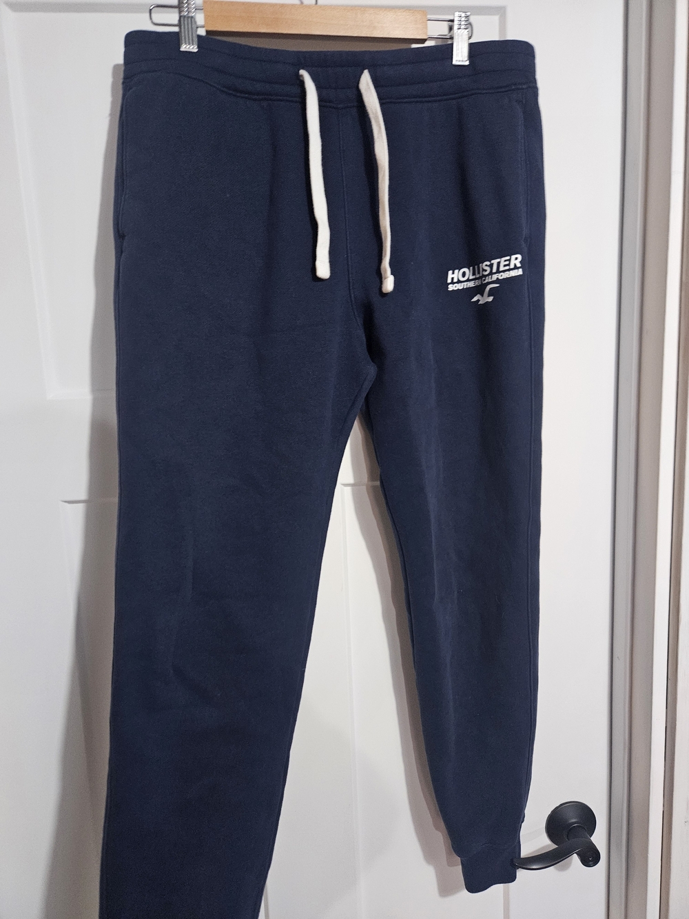 Hollister Navy Sweatpants with White Drawcord
